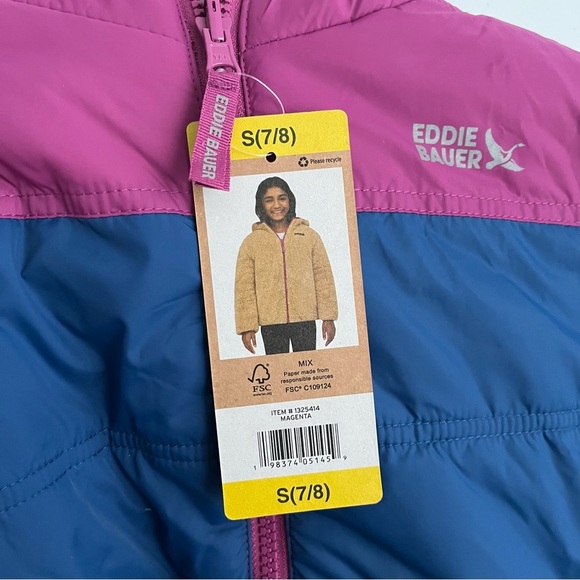 Eddie Bauer • Youth Reversible Jacket (Magenta and Navy and Sherpa) - Picture 9 of 9